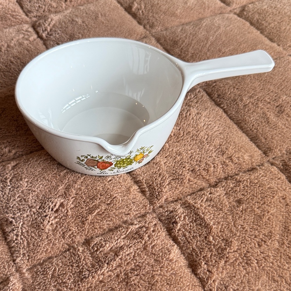Corningware White Saucepan with Floral Design